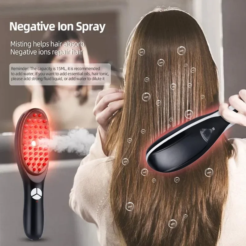 Sonic Vibration Scalp Massager Light Therapy Head Massage Comb Anti Hair Loss Anion Spray Hair Growth Brush Stress Relief