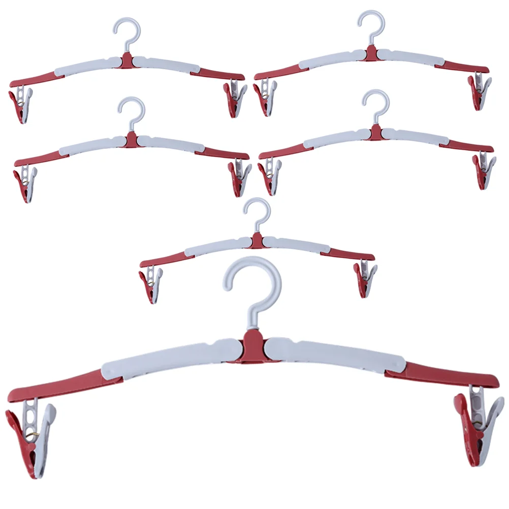 

6 PCS Foldable Travel Hangers Closet Clothes Space Saving Metal Red Dryer Organizer