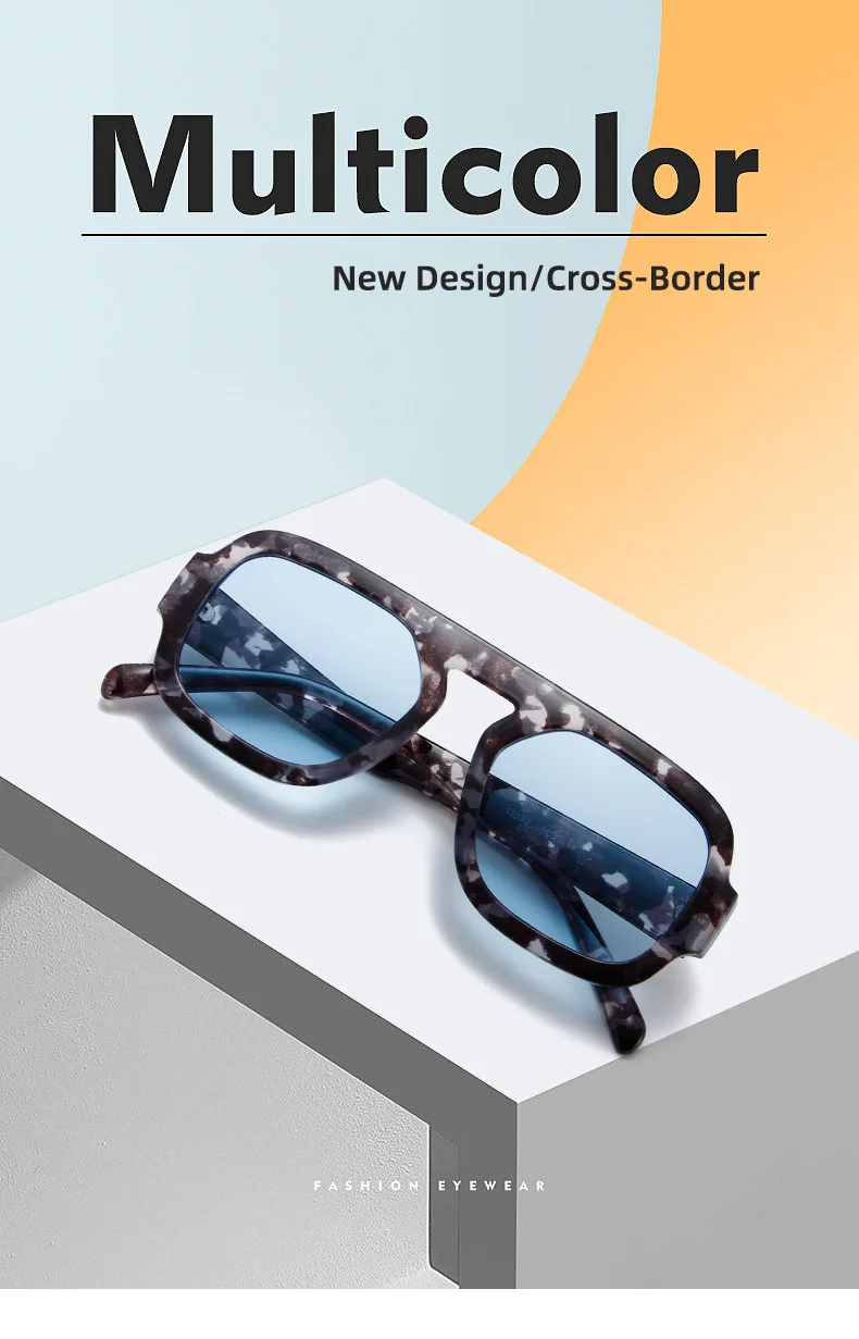 Mode quadratische Sonnenbrille Frauen neue Retro schwarz braun dicken Rahmen Pilot Sonnenbrille Frau Chic Polygon Leopard Shades UV400 – Detail 4