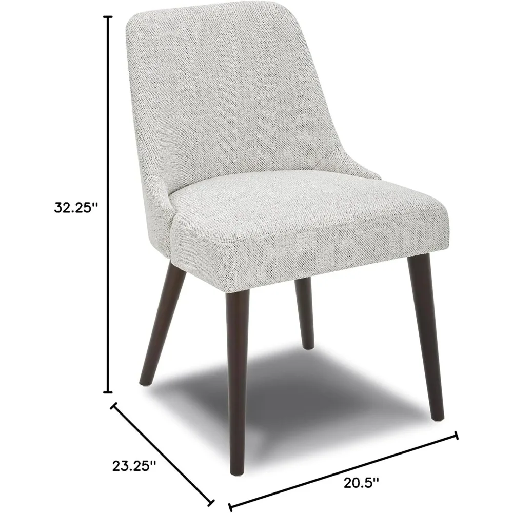 CHITA Mid-Century Modern Dining Chair, Upholstered Fabric Accent Chair,Set of 2, Ivory