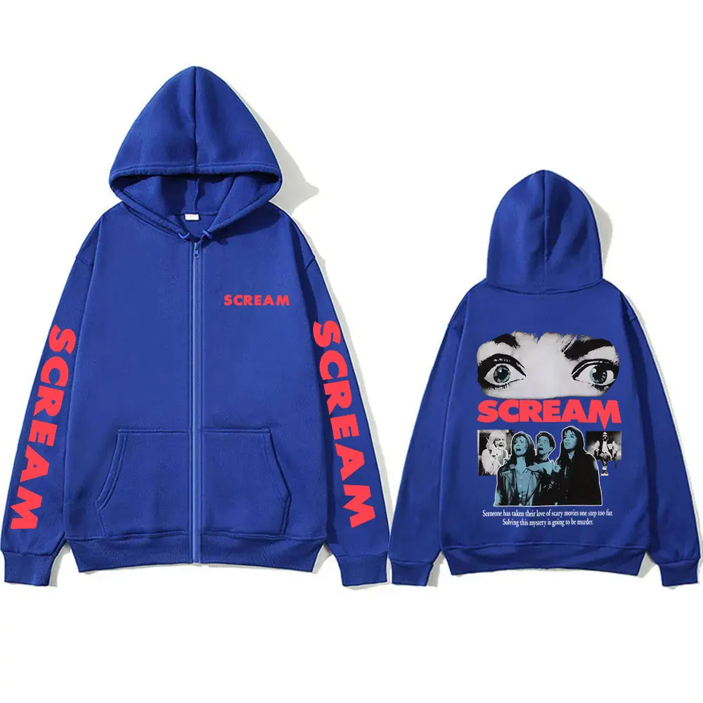 Klassischer 90er-Jahre-Horrorfilm Scream Reißverschluss-Hoodie Billy Loomis We All Go A Little Mad Billy Zip-Up-Jacke Herren Vintage Zip-Up-Hoodies – Detail 4