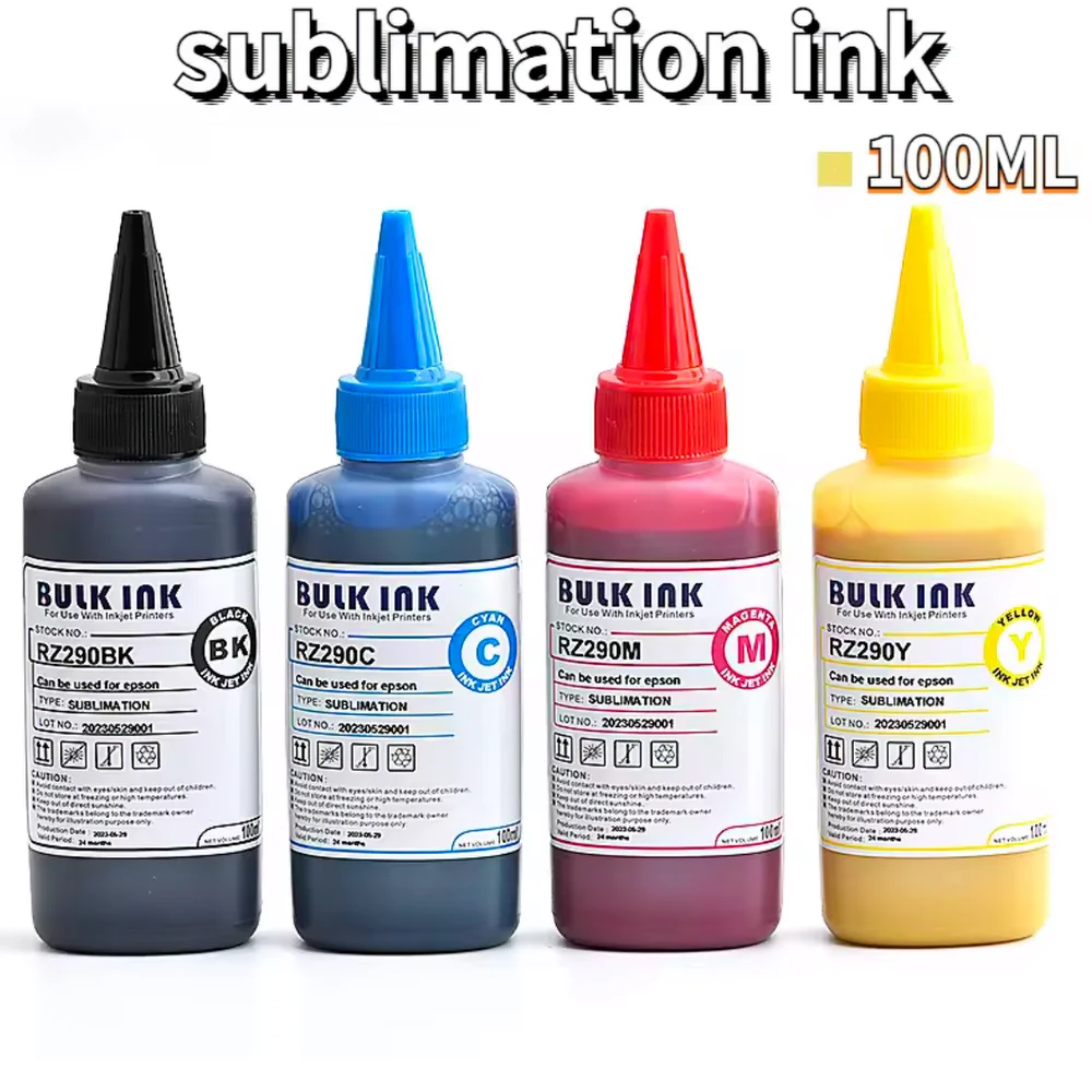 100ML Sublimation Ink For Epson Desktop Printer Heat Transfer Ink For T Shirt Cotton, Mugs, Metal Sublimation Ink Kits