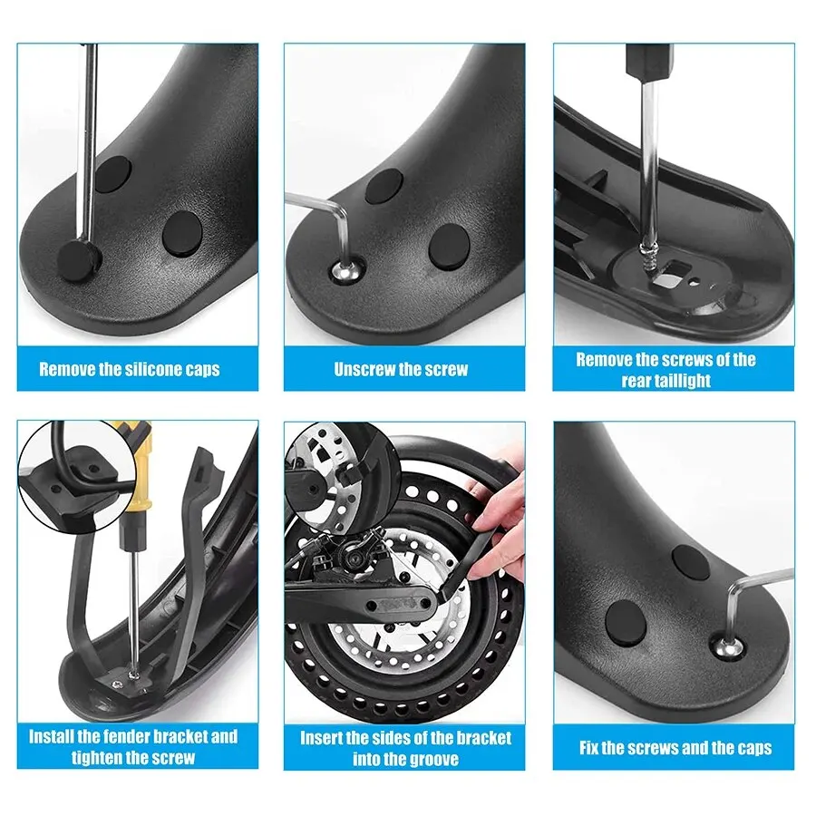 Durable Scooter Mudguard for Xiaomi Mijia M365 and M365 Pro Electric Scooter Tire Splash Fender with Rear Taillight Back Guard