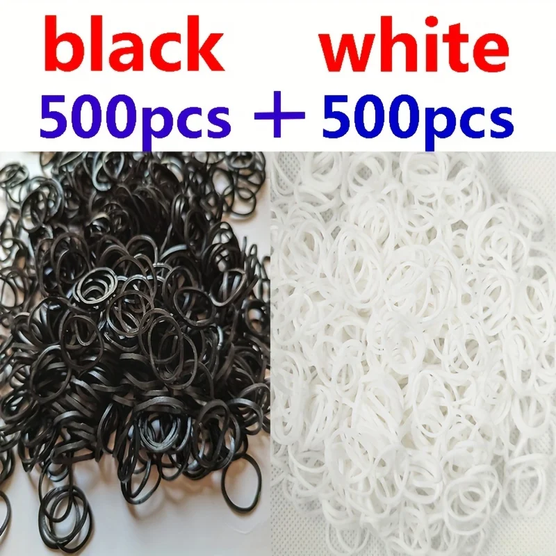 1000/500pcs of Black and White Loom Rubber Bands Bracelet Making Kit, Ideal Gift for Birthdays Rubber Bands for Bracelets