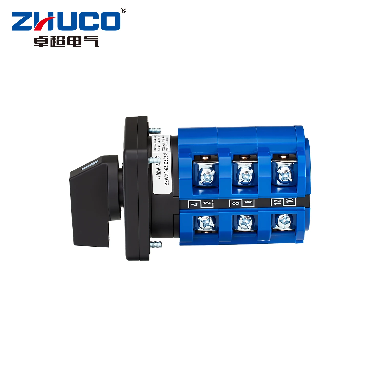 Szw26-63/1-6 Series Toggle Switch, Rotary Switch, Universal Rotary Cam Selector with Lock, Suitable for Distribution Cabinets, Machine Tools, Industrial Panels (Szw26-63, on Off On, 102)
