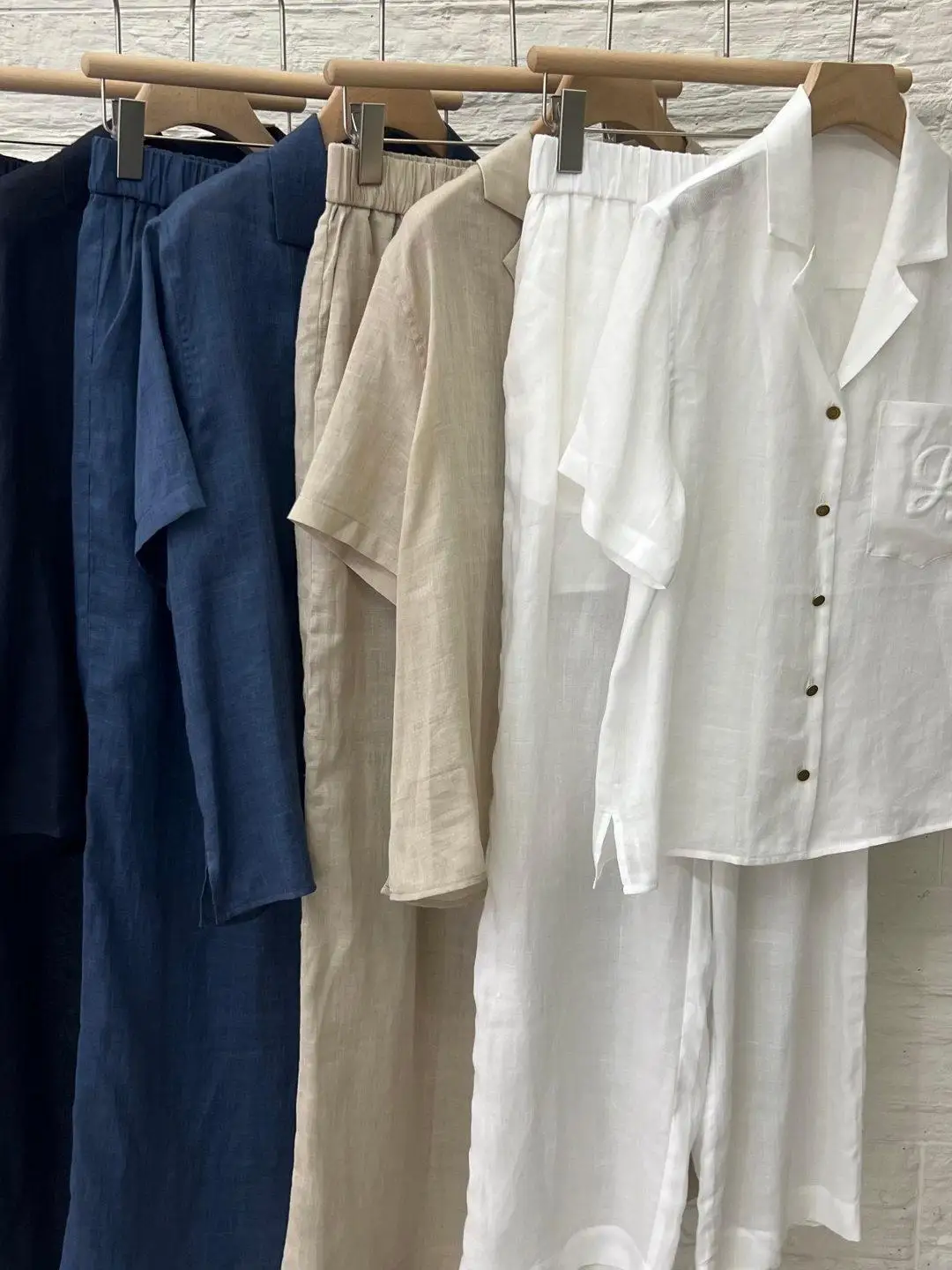 

Summer high quality loose wide leg pants elastic waist minimalist lazy suit