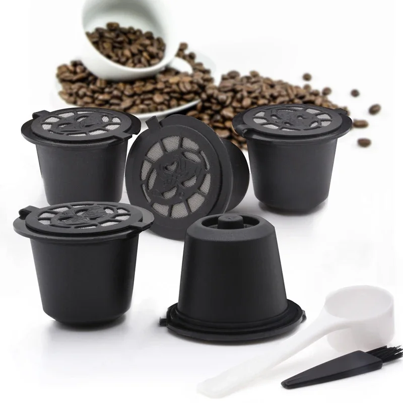 Stainless Steel Reusable Coffee Filters Set Refillable Coffee Capsules Pods With Spoon For Nespresso