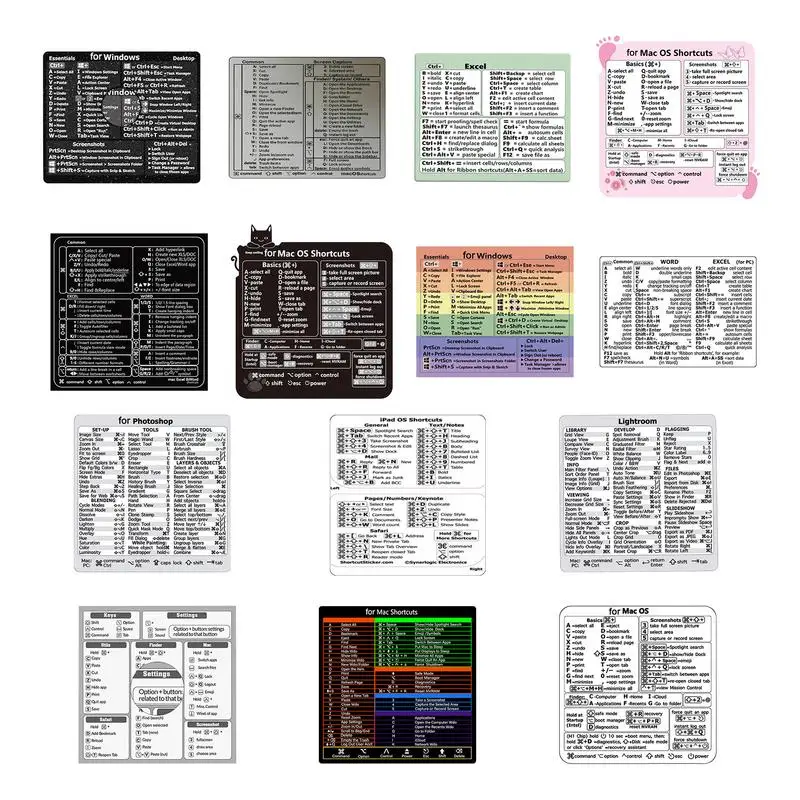 Autocollant de raccourci de clavier de référence Windows, Word Excel, guide de référence rapide, autocollants de raccourci de clavier pour PC, ordinateur portable Air, Pro