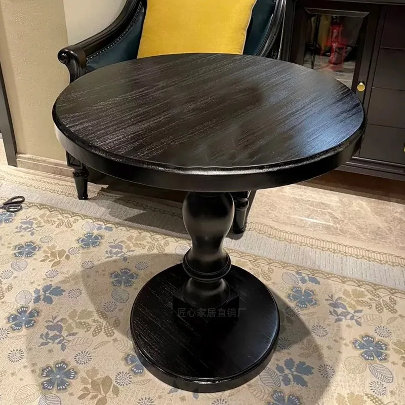 European retro round table minimalist coffee coffee table dessert shop sofa round table French style