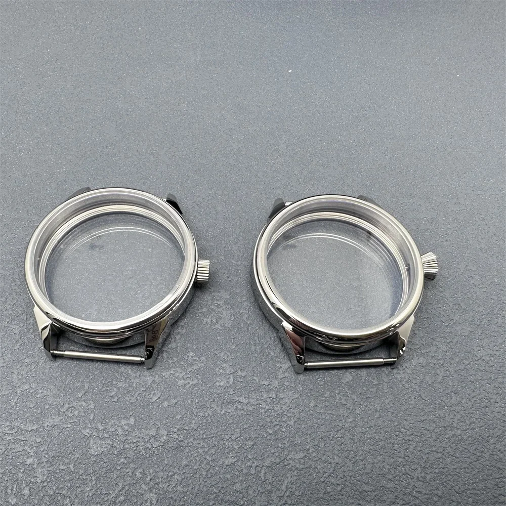 42MM  Polished Watch Case for ETA6497 ST36 Movement Transparent Bottom Stainless Case 3ATM Waterproof Watch Accessories