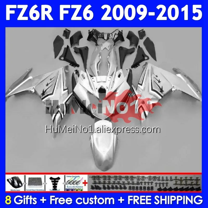 Body For YAMAHA FZ 6R FZ-6R FZ6 FZ6N 372No.10 FZ6R Gloss silver 09 10 11 12 13 14 15 2009 2010 2011 2012 2013 2014 2015 Fairing