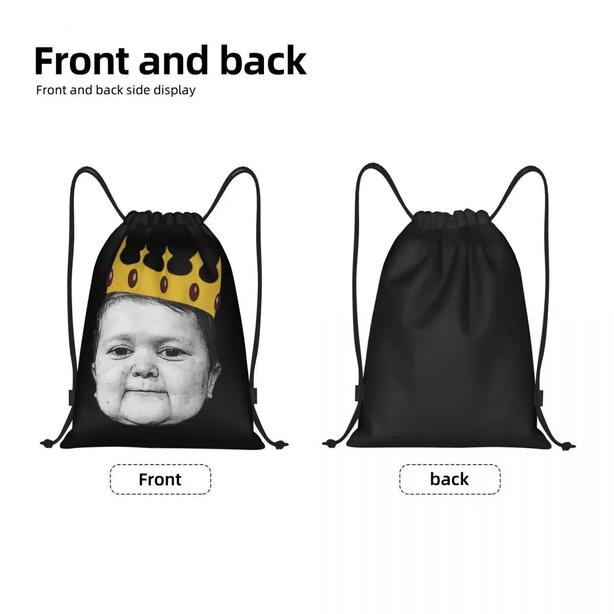 Hasbulla Magomedov Crown Meme Drawstring Bag for Shopping Yoga Backpacks Men Women Hasbulla Fighting Meme Sports Gym Sackpack