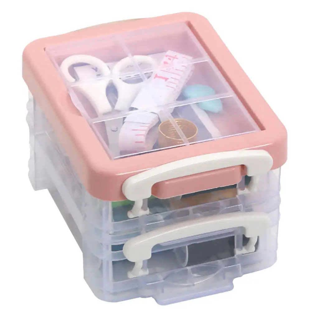 

1Set Portable Sewing Kit with Transparent Storage Box Lightweight Organized Needle Thread Scissors for Travel Home Craft