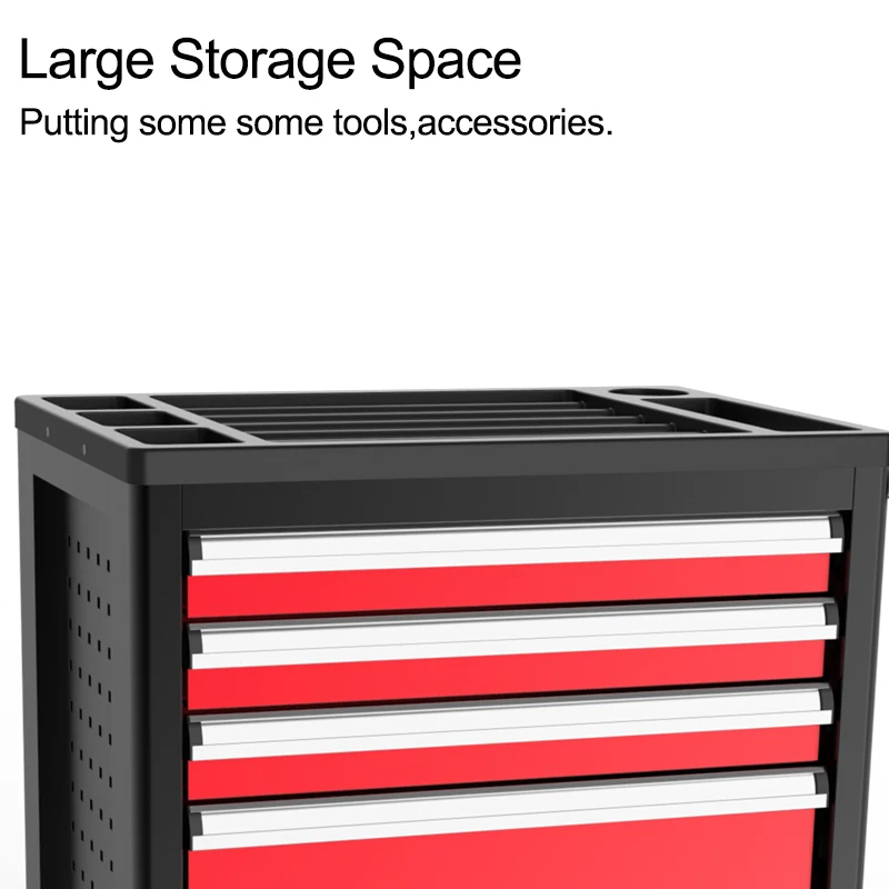 6 ลิ้นชัก Anti-stain เคาน์เตอร์อุตสาหกรรมซ่อมเครื่องมือชั้นเก็บล้อด้านข้างแขวนเครื่องมือ Toll รถเข็น