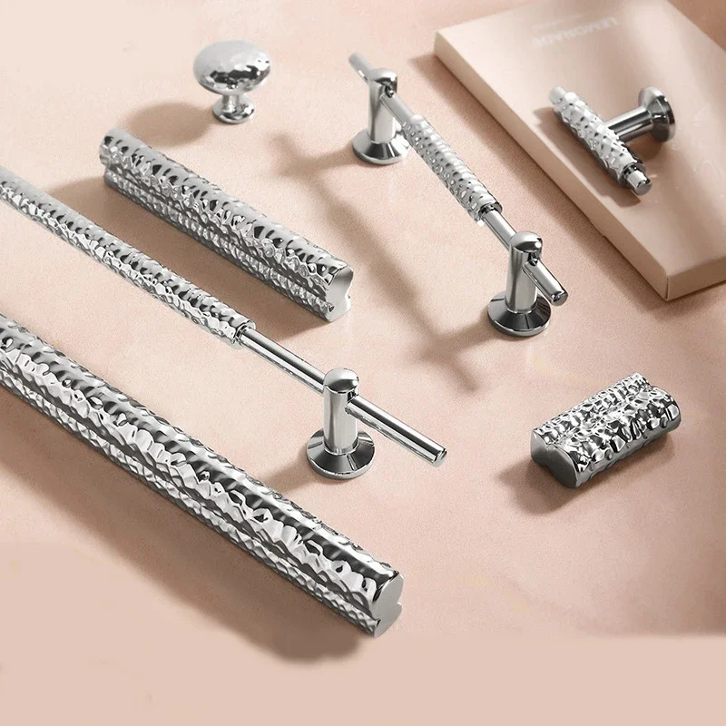 YM Luxury Creative Bright Chrome Single-Hole Wardrobe Cabinet Door Handle Small French Wine Drawer Pull for High-End Furniture