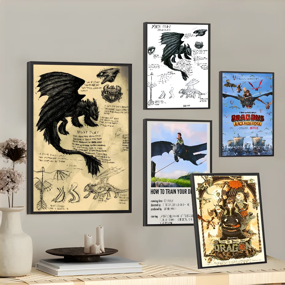 

How To T-Train Your D-Dragon Poster Wall Art Painting Study Nordic Home Decor