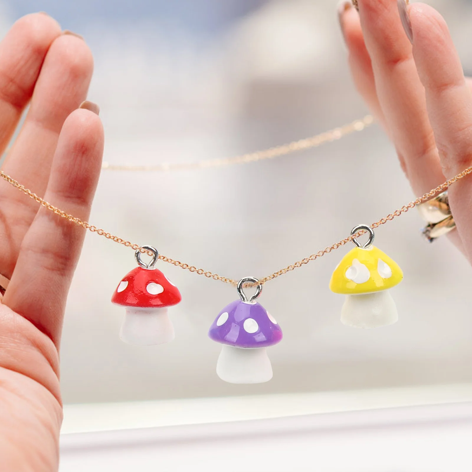 

30pcs Pendant Charm Mini Resin Necklace Cartoon Toadstool Jewelry Making Crafts Jewelry Pendant Gifts Accessories