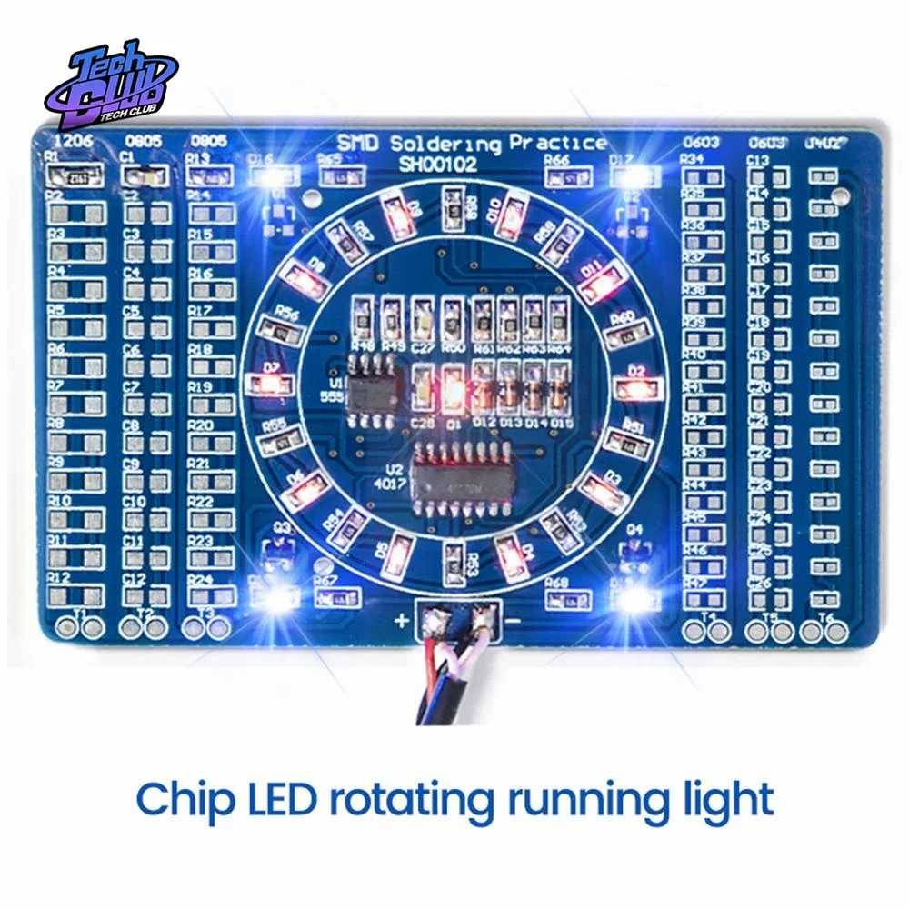 CD4017 Rotating LED Moudle SMD NE555 Soldering Practice Board DIY Kit Fanny Skill Training Learning  Electronic Suit