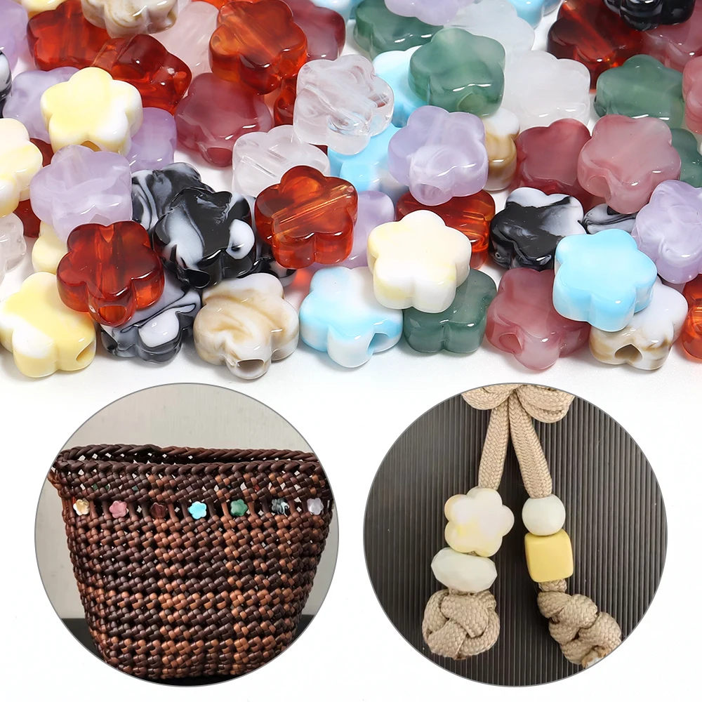 30 Stück/Set 15mm Acrylperlen mit Großem Loch, Bunte Blumen, Lose Abstandsperlen für Bastelarbeiten, Handgemachte DIY-Kleidung und Accessoires – Detail 3