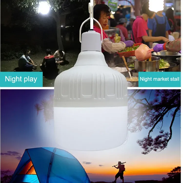 Outdoor Bulb Rechargeable LED Night Light Emergency Lights Portable Battery Powered BBQ Hanging Light for Patio/Porch/Garden A