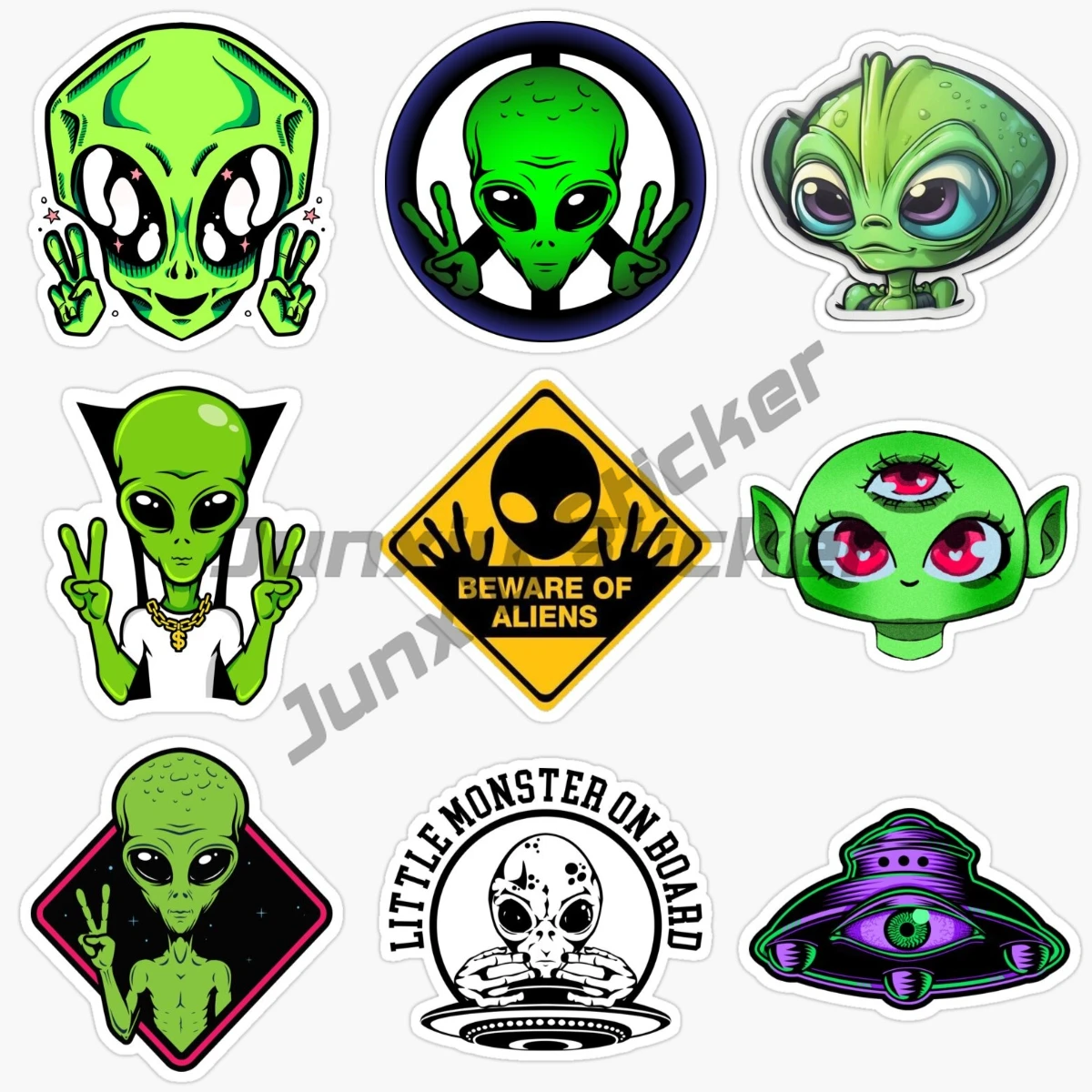 

Creative Funny UFO Alien on Board Creative Vinyl Self-adhesive Car Sticker Waterproof for Cars Laptop Walls Windows Bumper Decal