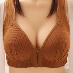 Biancheria intima femminile con fibbia anteriore di grandi dimensioni senza anello in acciaio reggiseno Push-Up di mezza età per le donne comfort Calcinha Feminina BH