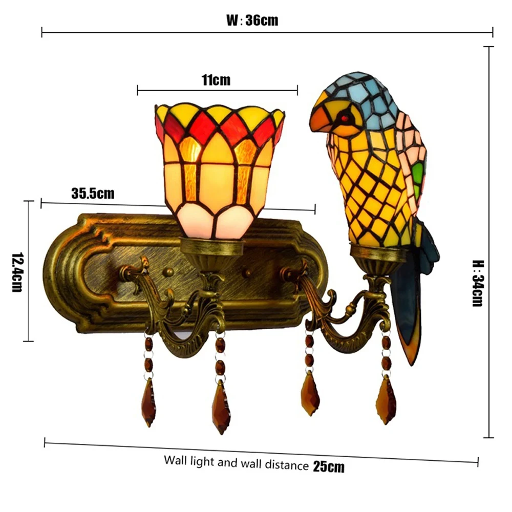 CX122EP Art Deco Tiffany Parrot Design Creative Lustre Chandelier Lighting Suspension Luminaire Lampen For Dinning Room