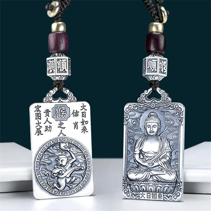 Vintage Zodiac Guardian Buddha Pendant Car Hanging Accessories Trendy Hand Woven Rope Keychain Ox Tiger Dragon Zodiac Jewelry