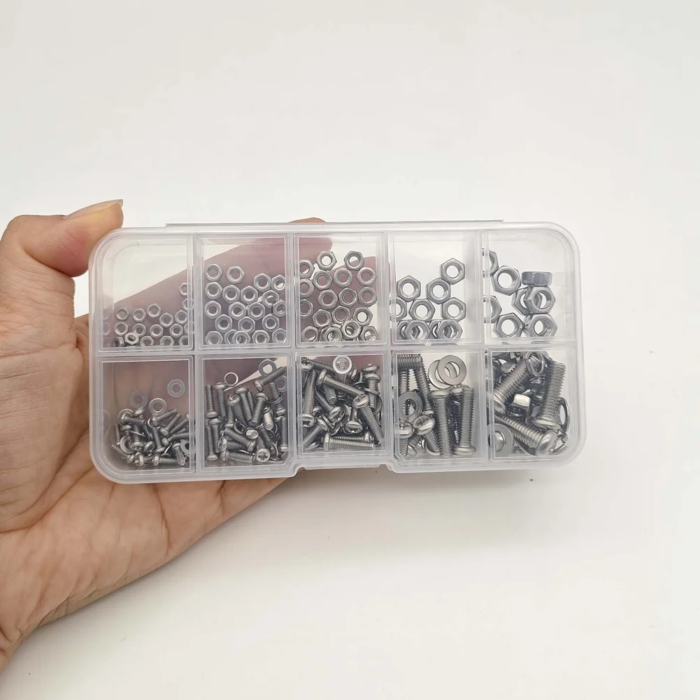 Screwdriver 304 Stainless Fasteners Silver Stainless Steel Screw Set Rust Resistant Material Portable Storage Case