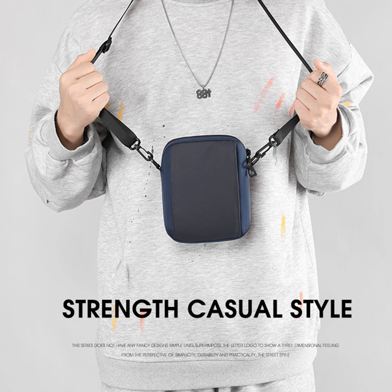 حقيبة كتف رجالية عصرية من قماش أكسفورد حقيبة كتف مفردة متعددة الأغراض مقاومة للماء حقيبة مربعة صغيرة للرجال