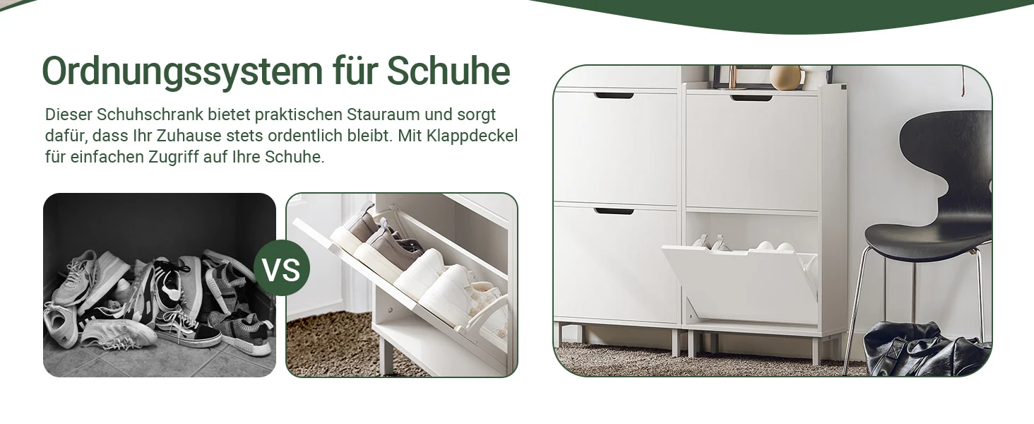 SoBuy FSR151 Schuhkipper mit 2 Klappen Schuhschrank schmal Schuhregal mit 4 Ablageflächen Schuhkommode Schuhablage – Detail 3