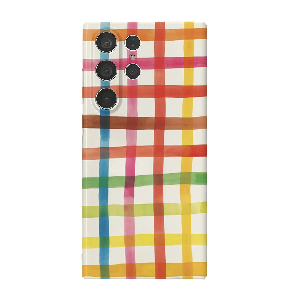 Glänzende HD-Hartschalen-Handyhülle für Samsung Galaxy S25 S24 S23 Ultra plus A35 A33 - Regenbogen-Gitter-Malerei-Design Schutzfolie