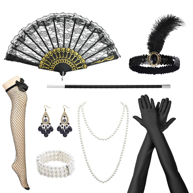 1920's คอสเพลย์ Flapper ฮาโลวีน Charleston เครื่องแต่งกาย1920S Gatsby อุปกรณ์เสริมสีชมพู Nude Headpiece Great Gatsby Feather Headband