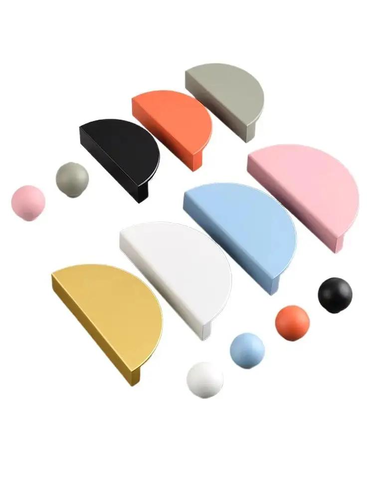 1piece Colorful Kitchen Cabinet Handles Wardrobe Door Drawer Knob Semi-circular Style Children's Room Color Handle Pairing