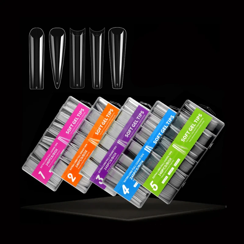 240Pcs XXL Fałszywe paznokcie Super długie baleriny Paznokcie Press on Nail Full Cover Matte Gel Tips Nail Art American Capsule Fake Tips 24