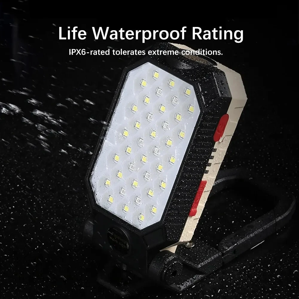 Portable COB Work Light LED Flashlight Adjustable USB Rechargeable Outdoor Camping Lantern Magnet Design With Power Display