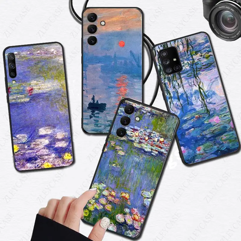 Monet Garden Lotus Phone Cover For Samsung Galaxy A55 A54 5G A24 A52 A12 A13 A14 A23 A53 A32 A22 A34 A41 A42 A33 A20E A40 Cases