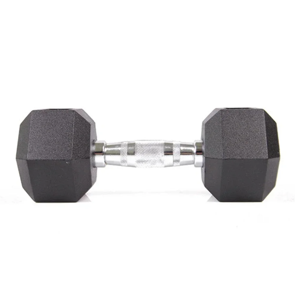 Gym Fitness 12.5 Kg Black Rubber Dumbbells Hexagonal Dumbbell Set For Weight Physical Training