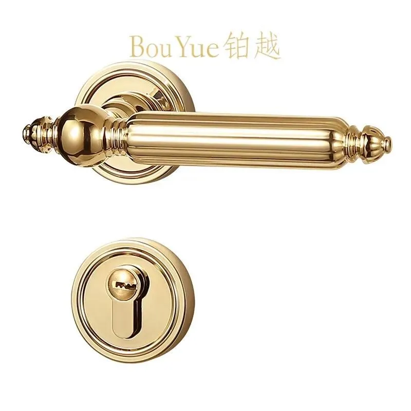 Gold Magnetic Door Lock for Bedroom Wooden Interior Room Silent Latch Simple Handle Hardware Privacy Security Mechanism