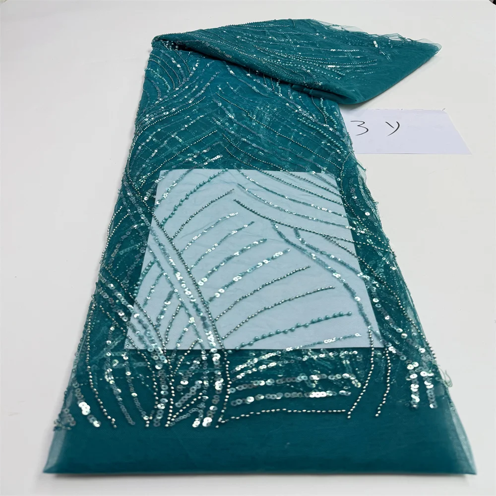 قماش دانتيل تول مطرز أفريقي 2026 جودة عالية ترتر نيجيري فرنسي مطرز دانتيل للحفلات خياطة 3 ياردات #3