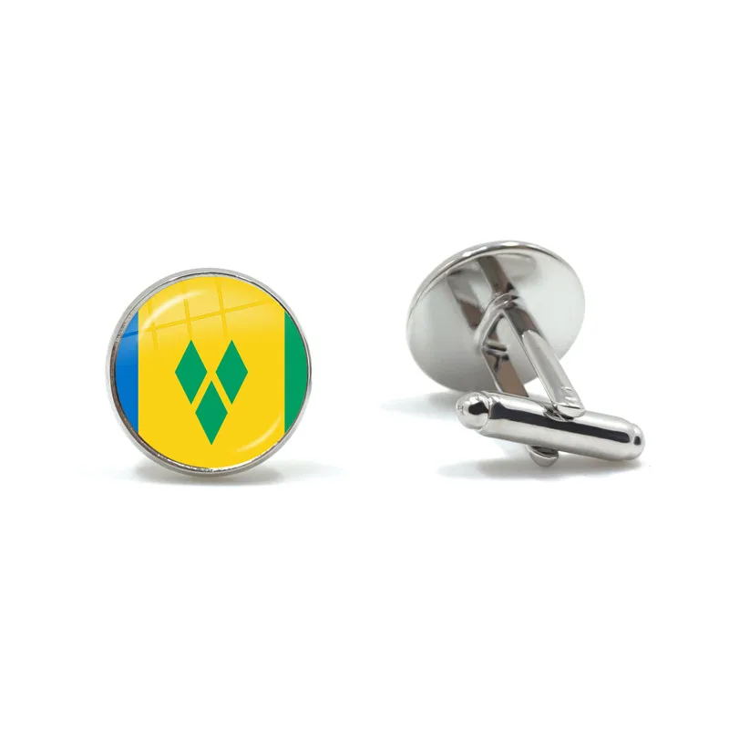 The Commonwealth of Dominica,Saint Lucia,Saint Vincent and the Grenadines,Barbados,Grenada,Ecuador National Flag Glass Cufflinks