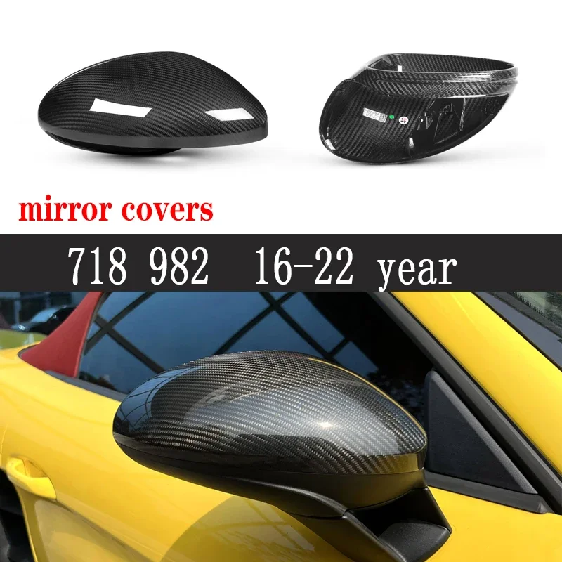 Voor Porsche 718 982 Panamera Boxster Droge Koolstofvezel Spiegel Omhulsel Achteruitkijkspiegel Case Cover Glanzende Achteruitkijkspiegel Behuizing