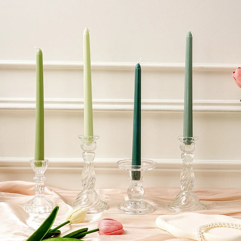 4pcs 25CM Long Rod Cone Candles Wedding Banquet Atmosphere Colorful Smokeless Candles Romantic Irthday Party Table Decoration