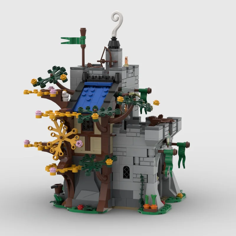 Mittelalterliche Burg Modell Moc Bausteine Forestmen Outpost Serie Technologie Modulare Blöcke Geschenk Weihnachten Spielzeug DIY Sets