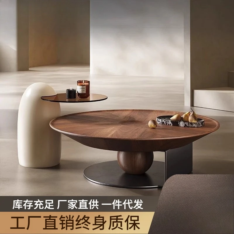 

Italian minimalist round coffee table light luxury modern combination simple living room small apartment home senior creative