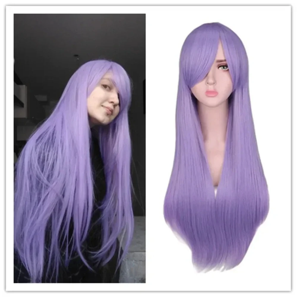 

Light Purple Colour Wig Long Straight Synthetic Wig for Women Fashion Wigs for For Daily Halloween Cosplay Costume Party+wig Cap