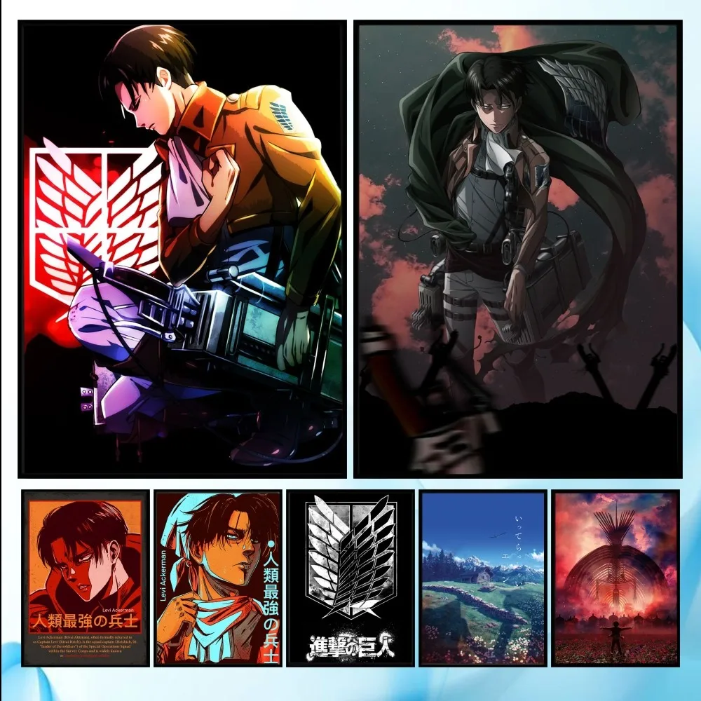 Attack On Titan Levil Ackerman Classic Movie Poster HD-Kunst, klebrige Wand, wasserdicht, für Zuhause, Wohnzimmer, Schlafzimmer, Bar, ästhetische Dekoration