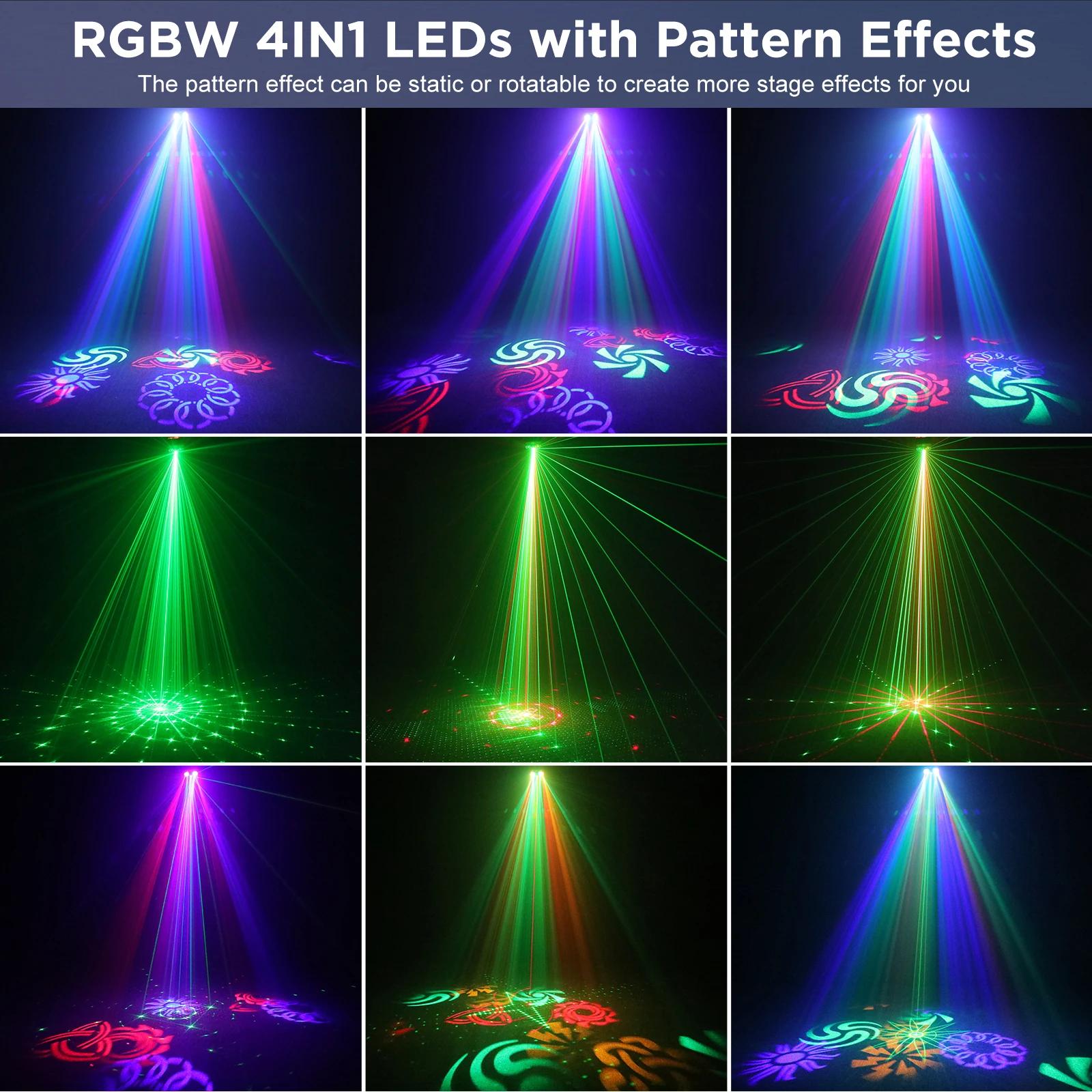 U'King LED Party Light With Rotatable Pattern 5IN1 Mixed Effect Stage Light UV/White DJ Strobe Lights For Disco DJ Light Wedding