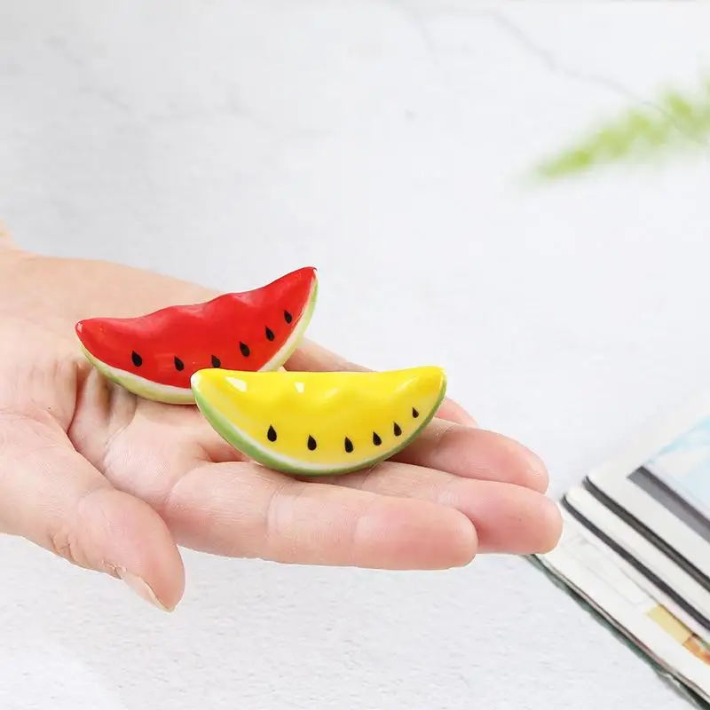 Cute Watermelon Shaped Ceramic Chopstick Rest Spoon Fork Tableware Holder Pen Rack For Kitchen Restaurant Table Decoration