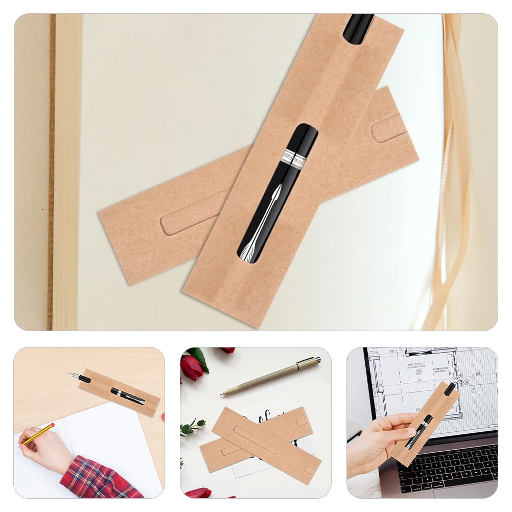 

30 Pcs Kraft Paper Pen Bag Sleeve Pouch Fountain Protective Case Holder Holders Pocket Single Storage